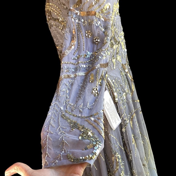 NWT Mac Duggal Illusion Neckline Long Sleeve Beaded Gown. B282 - Picture 10 of 16